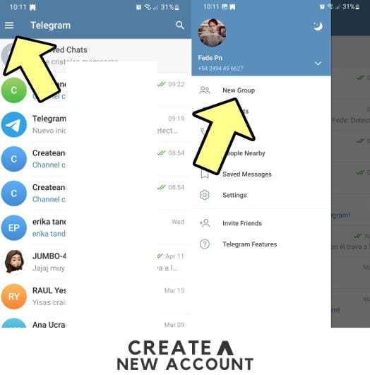 create telegram android group